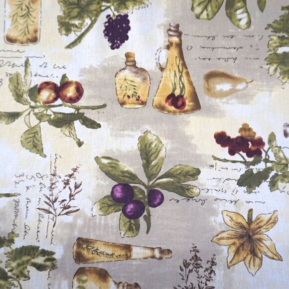 Tuscan Kitchen Tablecloth Oblong Grapes Fruits Herbs Italy Mediterranean 68x68 - Picture 5 of 5